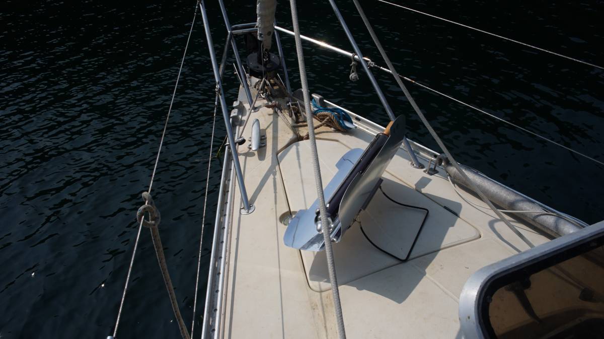 solar cooked sitting on the bow of a boat