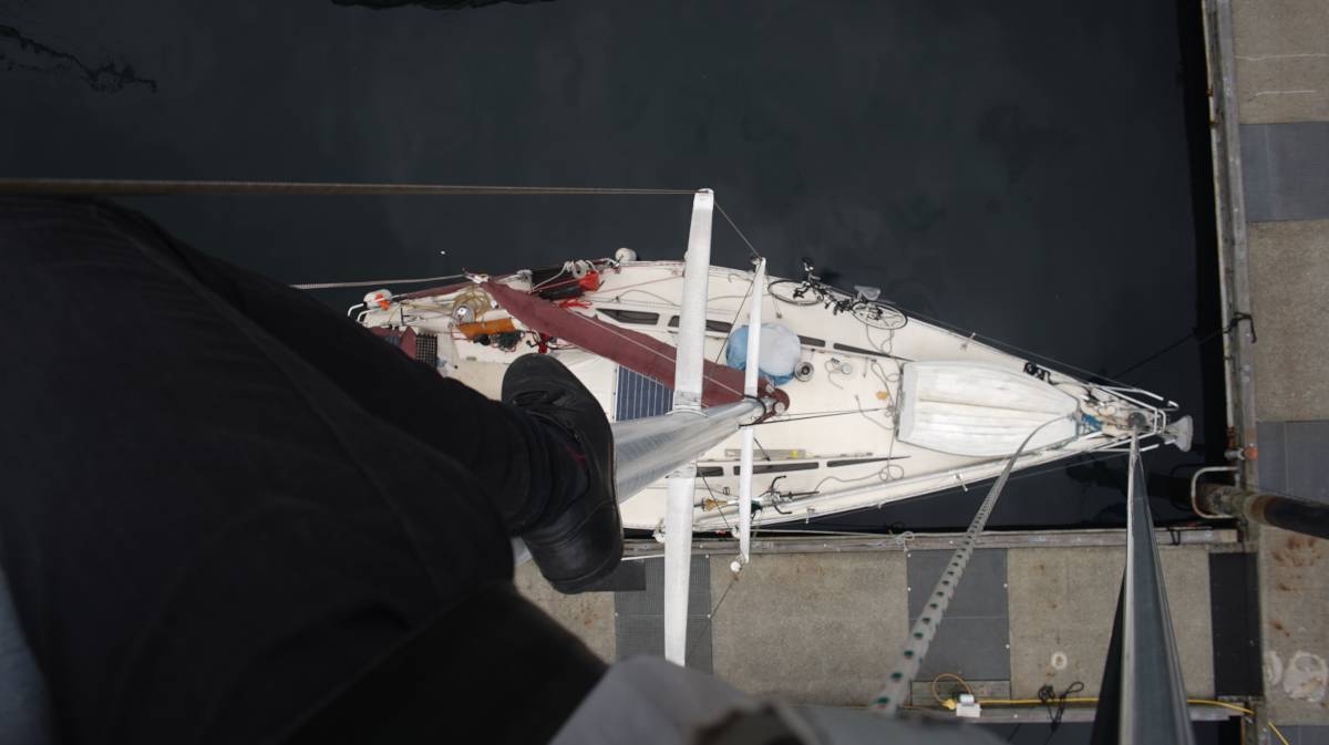a view from the top of the mast