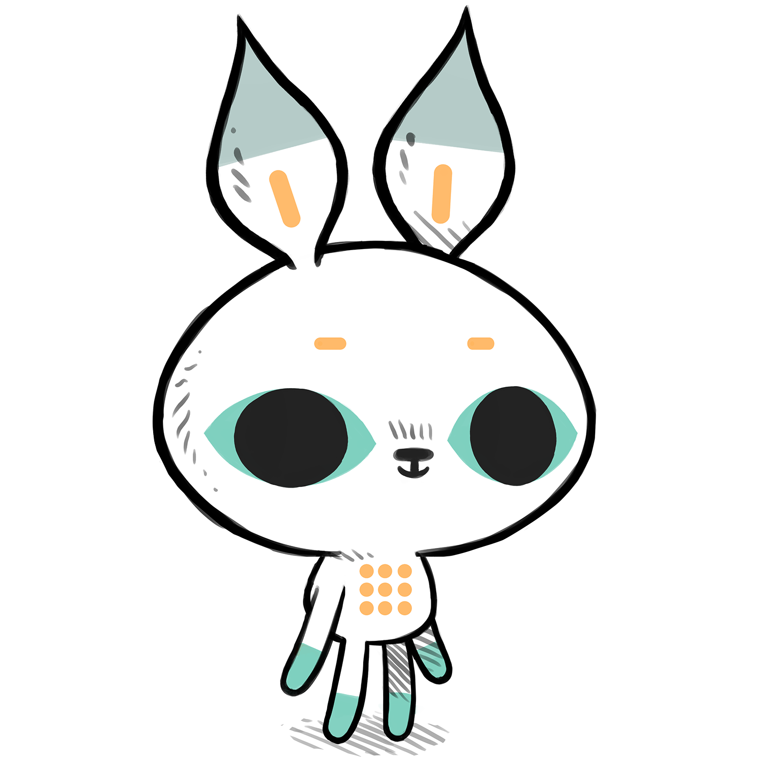 Dotbid the mascot of Dotgrid An illustration of Dotbit the mascot of Dotgrid which looks like a white rabbit with big eyes and stumps for arms and legs