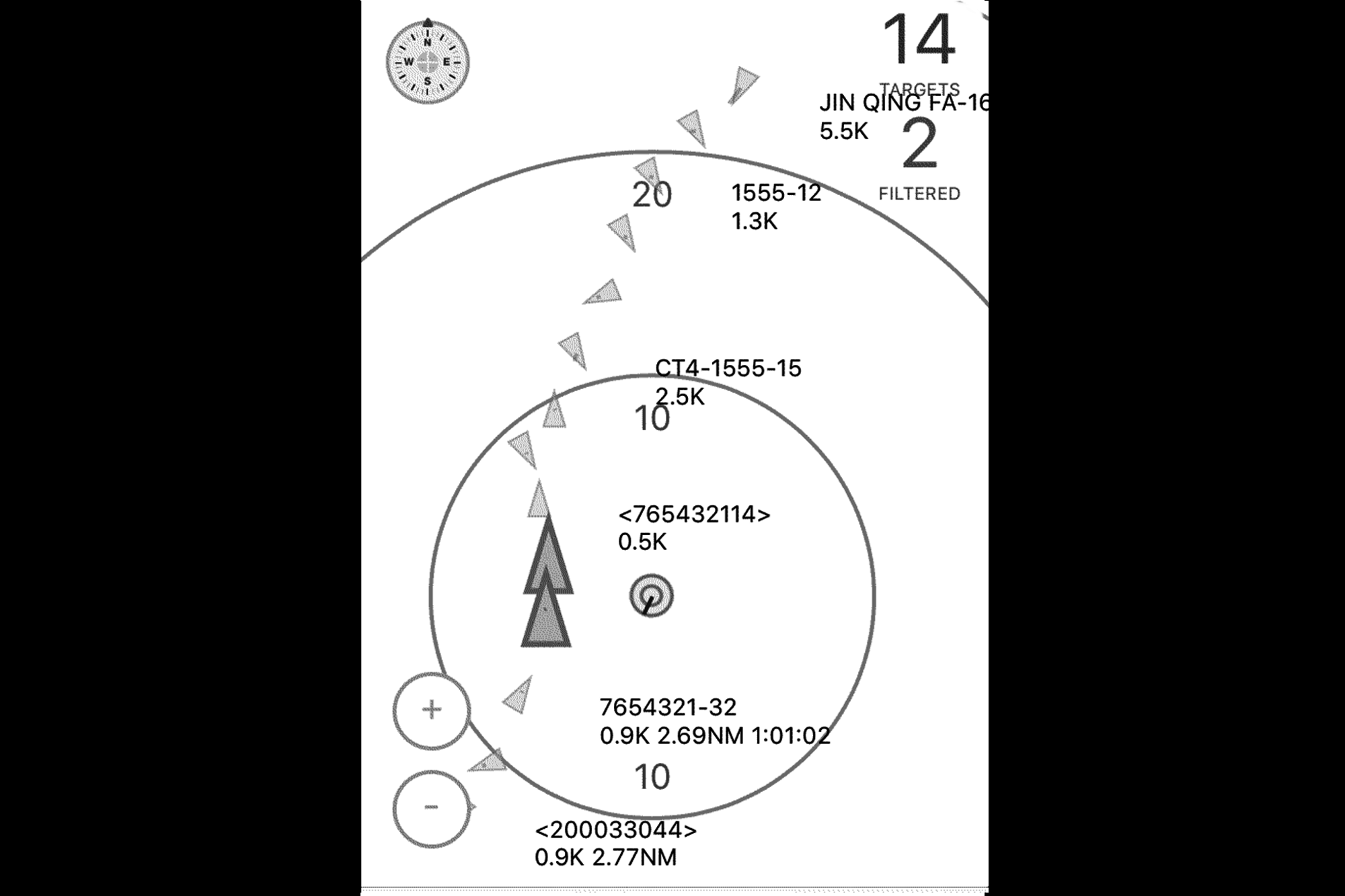 contouring a fishing vessel and its buoys in the Pacific Ocean a phone screenshot of ais and targets on a screen showing Pino going around some buoys