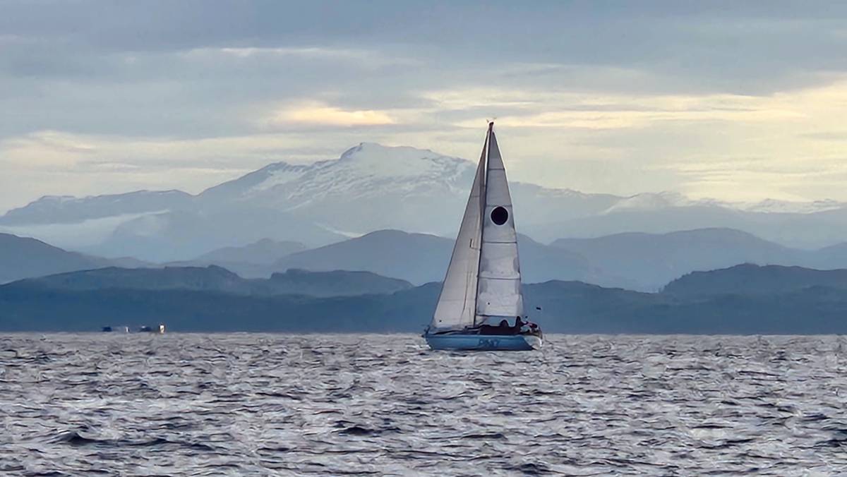pino sailing in Queen Charlotte strait, after leaving Port Mcneill