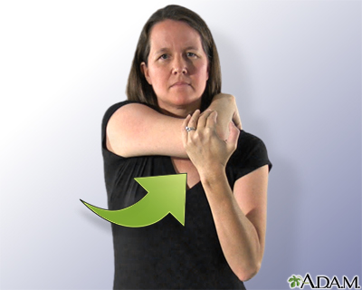 Stretching back of your shoulder Stretching back of your shoulder