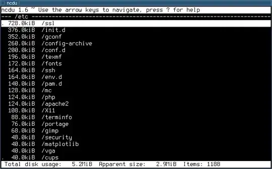 Screenshot of ncdu