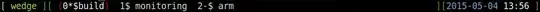 Screen session example with three open tabs