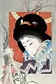A Beauty Carrying an Umbrella, 1906. Woodblock print