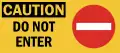A Caution sign featuring a symbol.