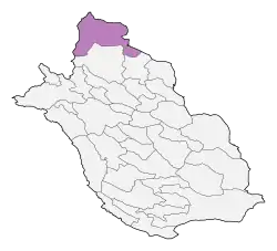 Location of Abadeh County in&nbsp;Fars&nbsp;province