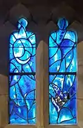 Window 2, deep blue with crescent moon
