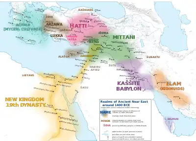 Map of the Arzawa and the surrounding kingdoms, c. 1400 BC.