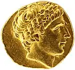 Gold coin depciting the profile of Philip II