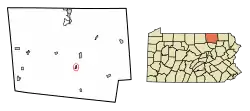 Location of Monroe in Bradford County, Pennsylvania.