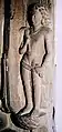 Buddhist devotee on the second statue of the standing Buddha (fragment), inscribed "Gift of Abhayamitra in 157 in the reign of Buddhagupta" (477 CE). Sarnath Museum.
