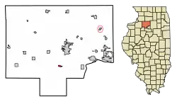 Location of Tiskilwa in Bureau County, Illinois.