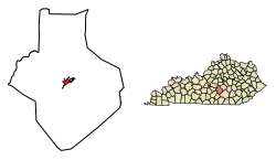 Location of Liberty in Casey County, Kentucky.