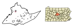 Location of Snow Shoe in Centre County, Pennsylvania.