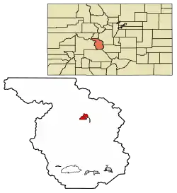 Location of the Town of Buena Vista in Chaffee County, Colorado.