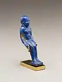 Child god (Harpokrates?) amulet; 664–30 BC; height: 4.3&nbsp;cm, width: 1.2&nbsp;cm, depth: 1.6&nbsp;cm; Metropolitan Museum of Art