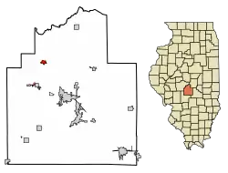 Location of Edinburg in Christian County, Illinois.