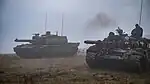 T-55 tanks of the Romanian 814th tank battalion and French Leclercs in Turda