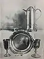 Jessen gave St. John's the silver chalice, flagon, and paten (1814), St. John's Anglican Church, Lunenburg, Nova Scotia, Canada