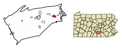 Location of Mechanicsburg in Cumberland County, Pennsylvania.