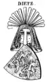 Ancestral arms in J. Siebmacher’s großes und allgemeines Wappenbuch&nbsp;[de] after Count Gottfried's seals 1308 and 1346