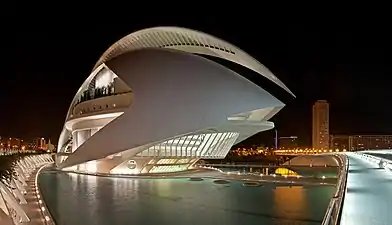 Image 15Palau de les Arts Reina SofíaPhoto credit: David IliffThe Queen Sofia Palace of the Arts (Valencian: Palau de les Arts Reina Sofía) is an opera house located in Valencia, Spain. The last to be completed of the City of Arts and Sciences complex, it was designed by architect Santiago Calatrava. The 14-story structure opened on 8 October 2005.More selected pictures
