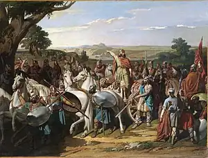 Image 49Visigothic King Roderic haranguing his troops before the Battle of Guadalete (from History of Spain)
