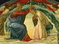 The Coronation of the Virgin (detail) (c. 1480)Tempera on panel, 90.2 × 223&nbsp;cm, National Gallery of Art, Washington, D.C.