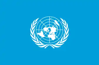 The flag of the United Nations.