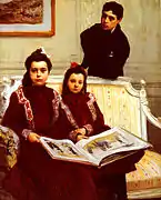 Frère et Soeurs Brother and Sisters or possibly The Picture Book or possibly Family Portrait of a Boy and his two Sisters admiring a Sketch Book (1900)
