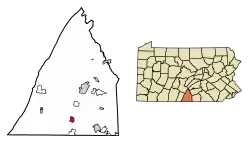 Location of Greencastle in Franklin County, Pennsylvania.
