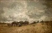 Resting in the dune (Le repos dans la dune), last painting from the artist 1935, oil on canvas, 75 × 110&nbsp;cm