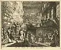 Sketch of the Salon in 1753 by Gabriel de Saint-Aubin, with visitors climbing the Escalier de l'Infante in the foreground