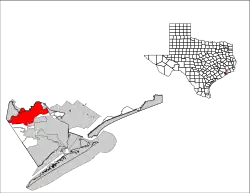 Location in Galveston County and in the state of Texas