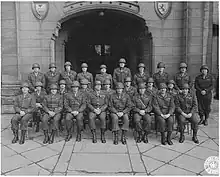 GEN George Patton and Third US Army staff. Oscar Koch front row, second from left. Circa May 1945.