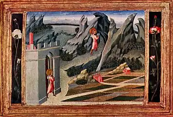 Saint John the Baptist in the Wilderness (1454) Tempera & gold on panel (31 × 39&nbsp;cm) National Gallery, London