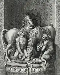 Apollo's horses groomed by two Tritons by Gilles Guérin, ca. 1670