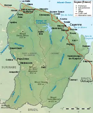Location of French Guiana