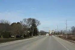 Looking north at the intersection with Harrison Road from WIS 55