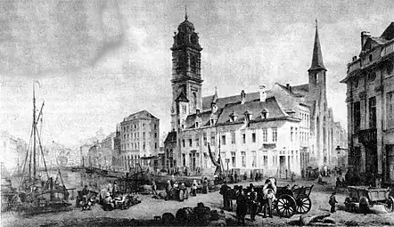 The old Saint Catherine's Church in a painting by Henri Lallemand&nbsp;[fr], 1839