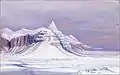 Hayes, who had received rudimentary instruction in draftsmanship from Church, made a watercolor sketch of Church's Peak (1861). 17.1&nbsp;cm ×&nbsp;26.7&nbsp;cm (6.7&nbsp;in ×&nbsp;10.5&nbsp;in). Olana State Historic Site, OL.1980.1894.