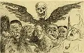 Death Dominating the Deadly Sins (1904) etching, 9 x 14&nbsp;cm., Royal Library of Belgium, Brussels