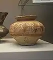 Painted jar, Late Halaf (c. 5600–5200 BC), Chagar Bazar, Syria. British Museum.