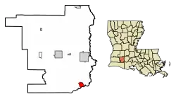 Location of Lake Arthur in Jefferson Davis Parish, Louisiana