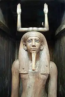 The Ka statue of Awibre Hor, which provided a physical place for the ka to manifest; c.&nbsp;1700&nbsp;BC; wood, rock crystal, quartz, plaster, traces of gold; height: 1.7&nbsp;m; from Dahshur; Egyptian Museum (Cairo)