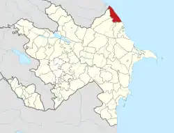 Map of Azerbaijan showing Khachmaz District