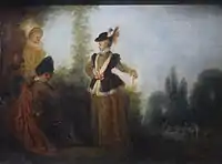 Antoine Watteau, L'Avanturière, c. 1712–1715, oil on copper, Musée des Beaux-Arts, Troyes