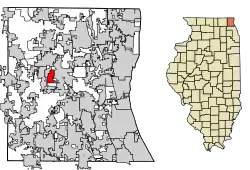 Location of Hainesville in Lake County, Illinois.