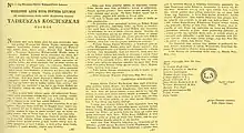 Tadeusz Kościuszko's manifesto distributed during the Kościuszko Uprising in capital Vilnius and further in Lithuania, referring to the state as Didelos Kunegaykſztites Letuwos, 1794
